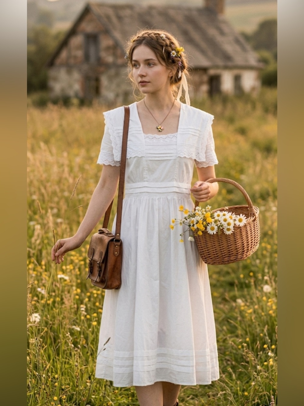 Gunne Sax by Jessica McClintock white Cottagecore prairie core milkmaid Dress 7